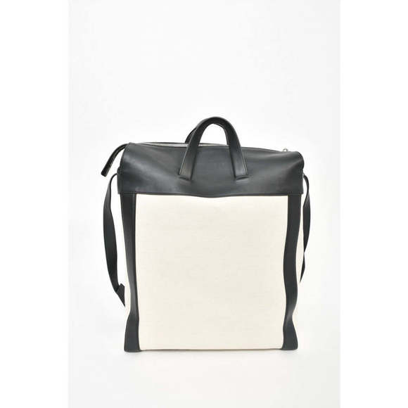 Bottega Veneta Cream Canvas/Black Leather Vertical Tote - Picture 2 of 3